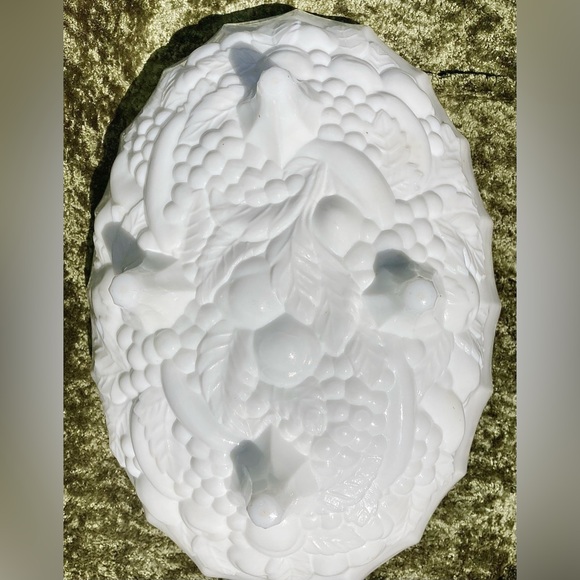 Other - White Milk Glass Footed Fruit Bowl Indiana Glass 4.5” x 12” x 8.5”